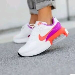 Nike Women's Sneakers - White, Orange, and Purple